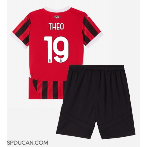 Dječji Nogometni Dres AC Milan Theo Hernandez #19 Domaci 2024-25 Kratak Rukav (+ Kratke hlače)